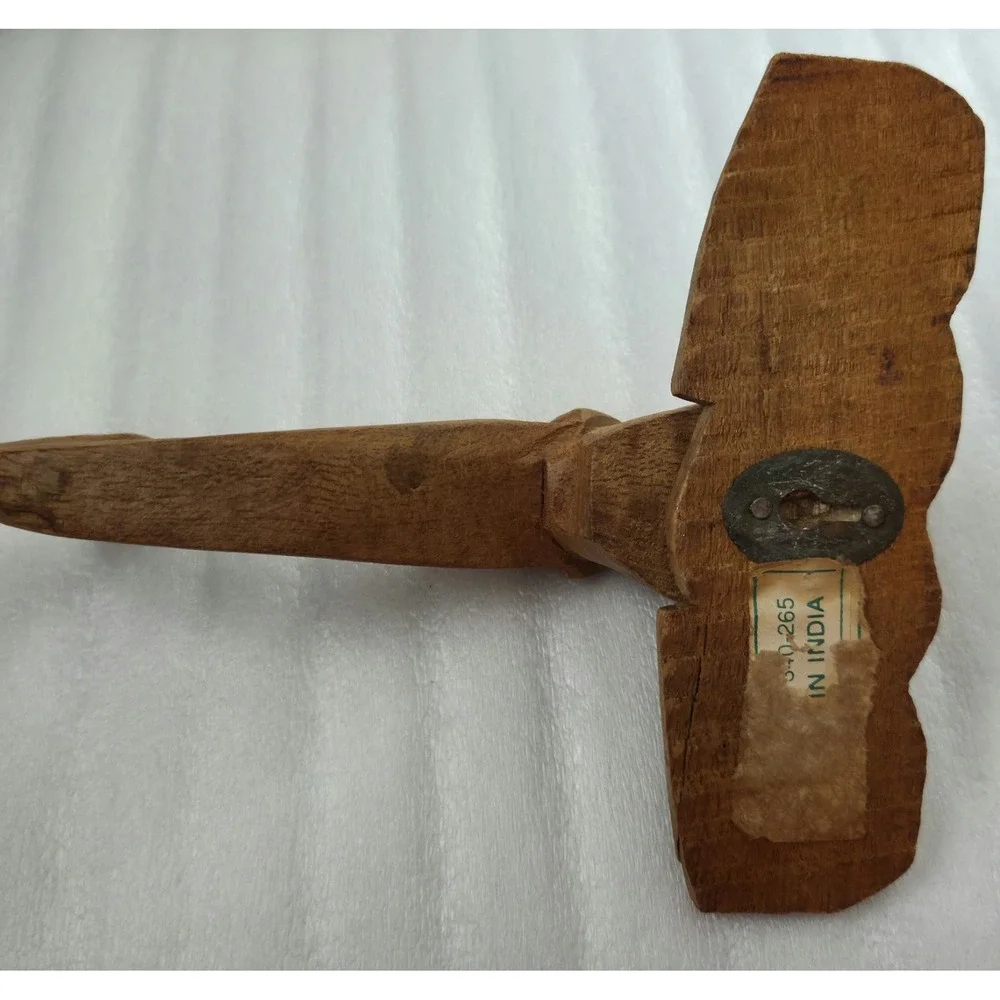 Vintage‎ Carved Wooden Elephant Head Wall Hook Decor Ears Wall Handmade